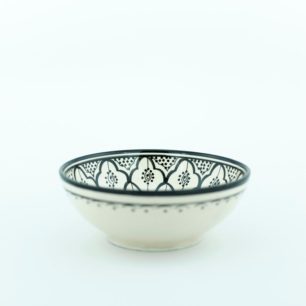 Keramik Salatschüssel – Casa Eurabia, schwarz-weiß, Marokko, marokkanisch,  nachhaltig, ethno, boho, Ø 22 cm, H 9 cm