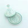 Keramik Dose – Casa Eurabia, türkis-weiß, Marokko, marokkanisch,  nachhaltig, ethno, boho, Ø 15 cm, H 16 cm