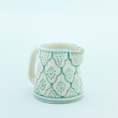 Keramik Milchkanne – Casa Eurabia, türkis-weiß, Marokko, marokkanisch,  nachhaltig, ethno, boho, Ø 8 cm, H 10 cm
