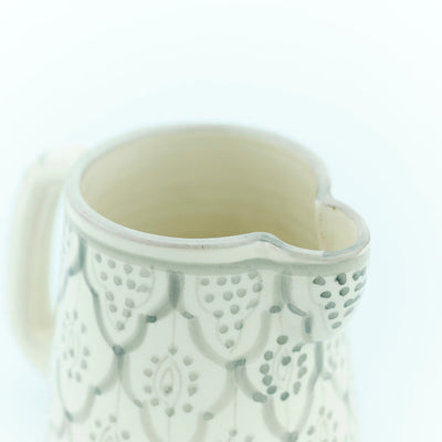 Keramik Milchkanne – Casa Eurabia, grau-weiß, Marokko, marokkanisch,  nachhaltig, ethno, boho, Ø 8 cm, H 10 cm