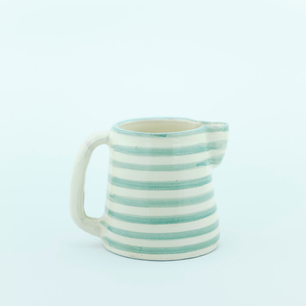 Keramik Milchkanne – Casa Eurabia, türkis-weiß, Marokko, marokkanisch,  nachhaltig, ethno, boho, Ø 8 cm, H 10 cm