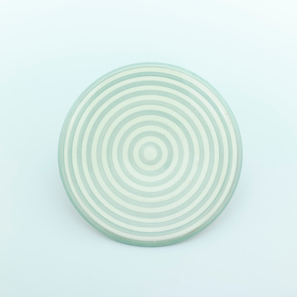 Keramik Frühstücksteller – Casa Eurabia, türkis-weiß, Marokko, marokkanisch,  nachhaltig, ethno, boho, Ø 21 cm, H 1 cm