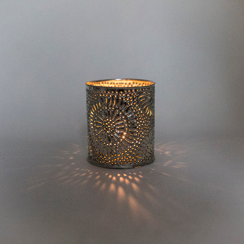 Metall Teelicht – Casa Eurabia, silber, Marokko, Durchmesser: 7 cm