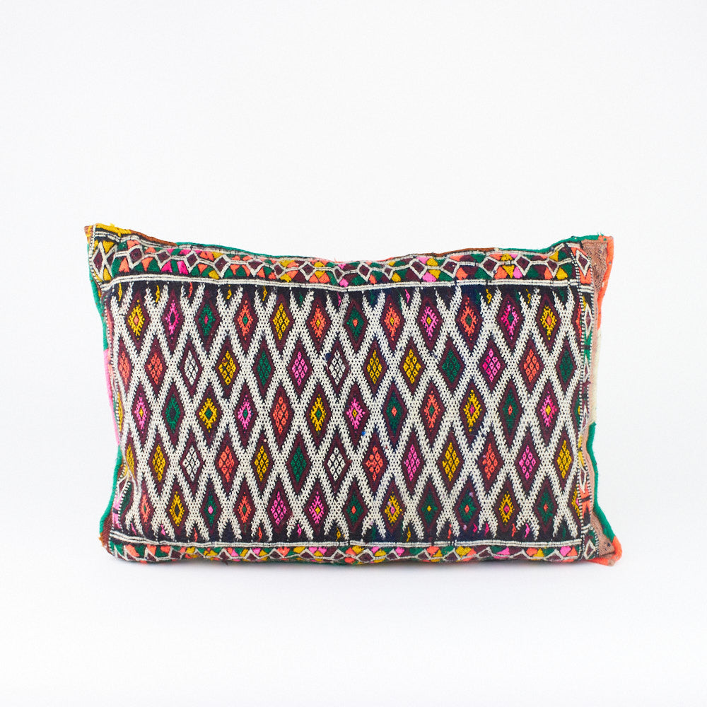 Kelim Kissen, Kelimkissen, marokkansiches Kissen, bordeaux, orange, gelb, grün, weiß, pink, braun , Marokko, ethno, boho, tribal, pattern