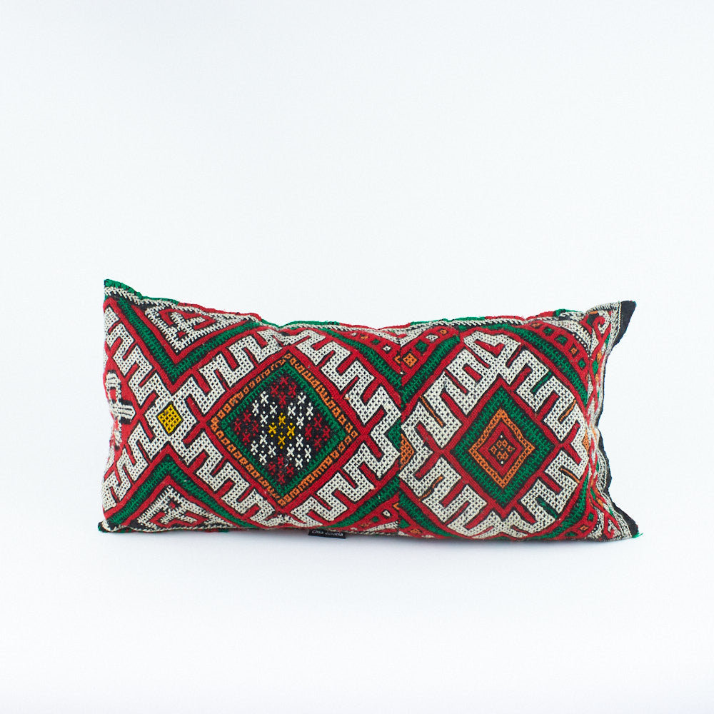 Kelim Kissen, Kelimkissen, marokkansiches Kissen, rot, grün, weiß, orange, schwarz, Marokko, ethno, boho, tribal, pattern