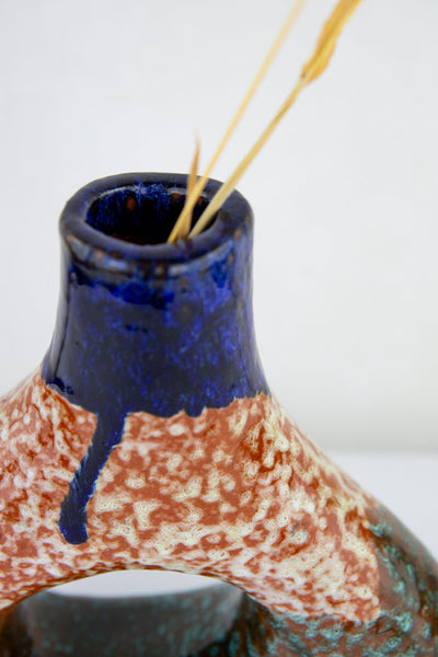 Keramik Vase – Casa Eurabia, türkis, weiss, blau, Marokko, marokkanische vase, designer vase, kunst vase, trockenblumen, Höhe: 23 cm