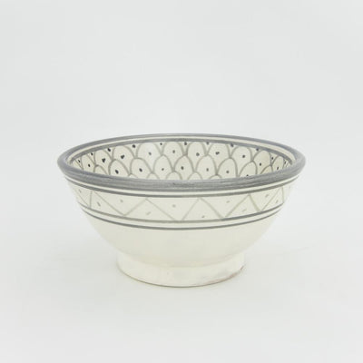 Keramik Müslischale – Casa Eurabia, grau, weiß, Ø 13 cm, H 6 cm, marokkanische Keramik, Design