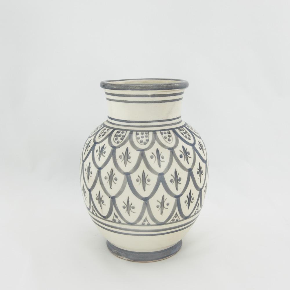 Keramik Vase – Casa Eurabia, grau, weiß, Ø 14 cm, H 20 cm, marokkanische Keramik, Design