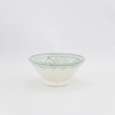 Keramik Dipschälchen – Casa Eurabia, türkis, weiß, Ø 11 cm, H 5,5 cm, marokkanische Keramik, Design