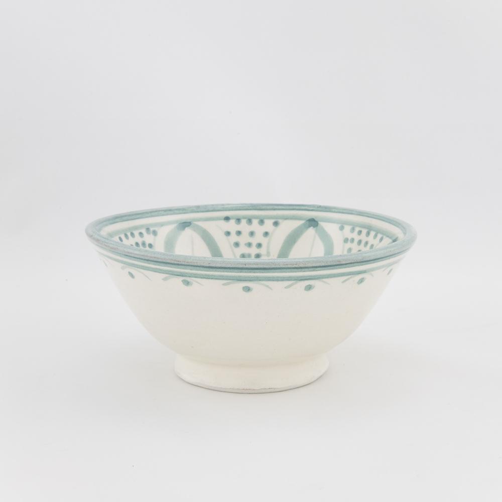 Keramik Müslischälchen – Casa Eurabia, türkis, weiß, Ø 13 cm, H 6 cm, marokkanische Keramik, Design