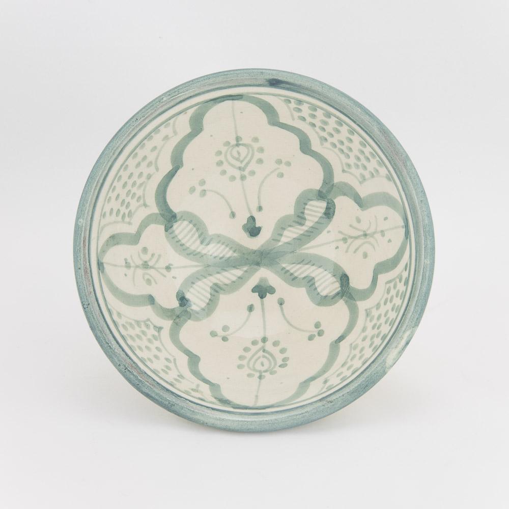 Keramik Müslischälchen – Casa Eurabia, türkis, weiß, Ø 13 cm, H 6 cm, marokkanische Keramik, Design