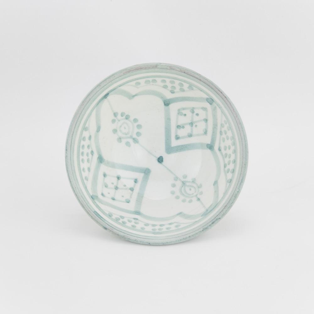 Keramik Dipschälchen – Casa Eurabia, türkis, weiß, Ø 11 cm, H 5,5 cm, marokkanische Keramik, Design