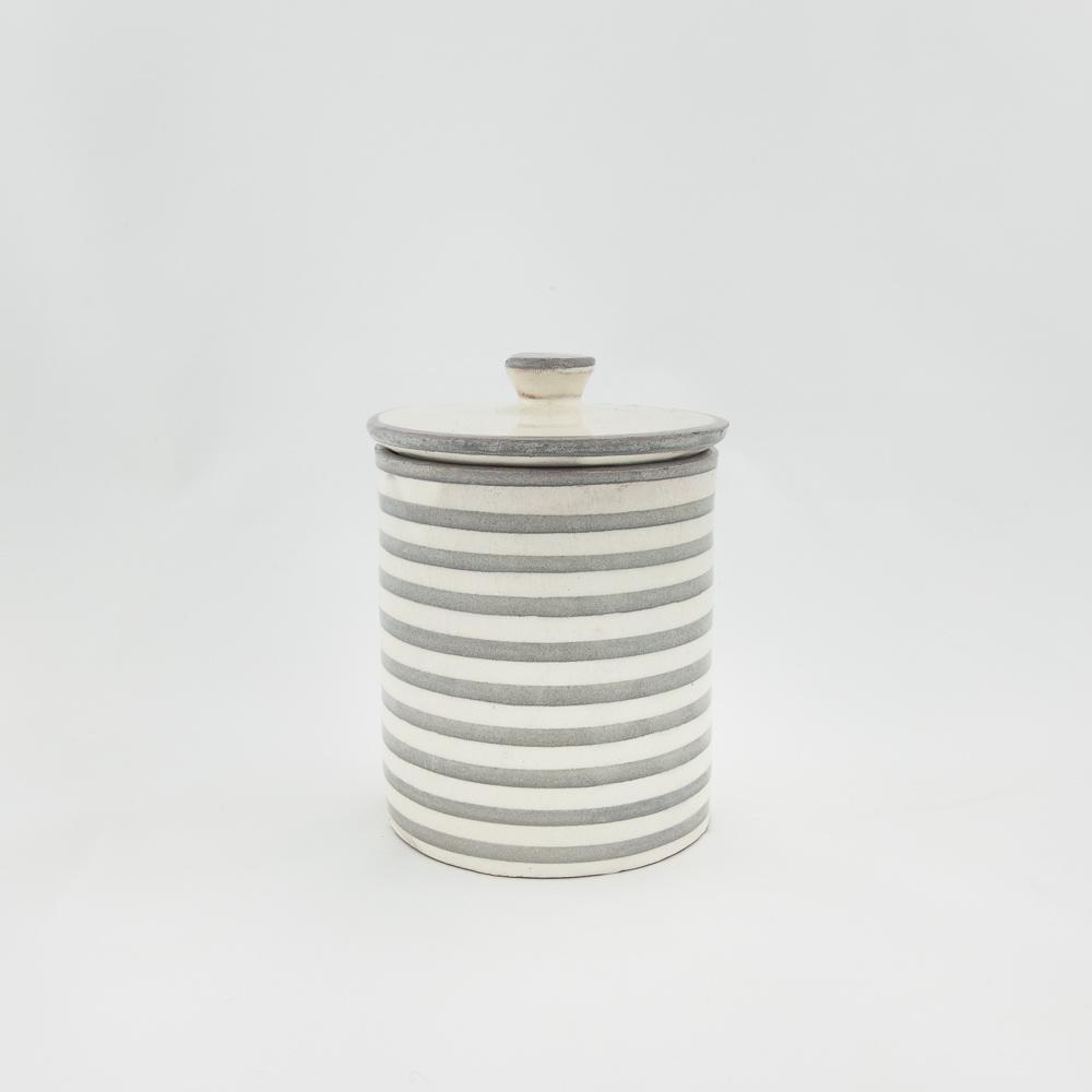Keramik Dose – Casa Eurabia, grau,weiß, Ø 8 cm, H 13 cm, marokkanische Keramik, Design