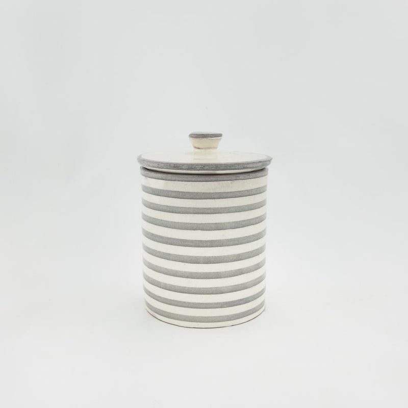 Keramik Dose – Casa Eurabia, grau,weiß, Ø 8 cm, H 13 cm, marokkanische Keramik, Design