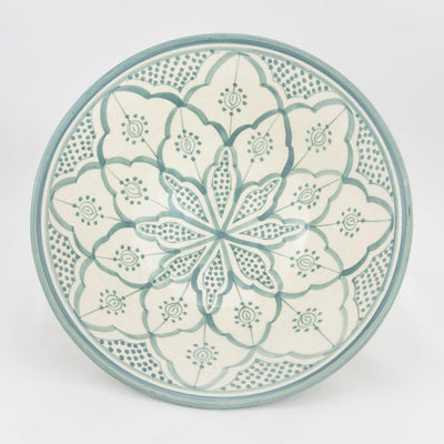 Keramik Salatschüssel – Casa Eurabia, türkis, weiß, Ø 26 cm, H 12 cm, marokkanische Keramik, Design