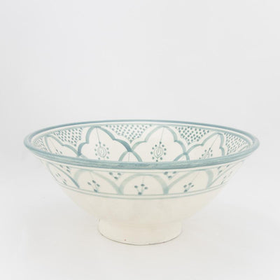 Keramik Salatschüssel – Casa Eurabia, türkis, weiß, Ø 26 cm, H 12 cm, marokkanische Keramik, Design