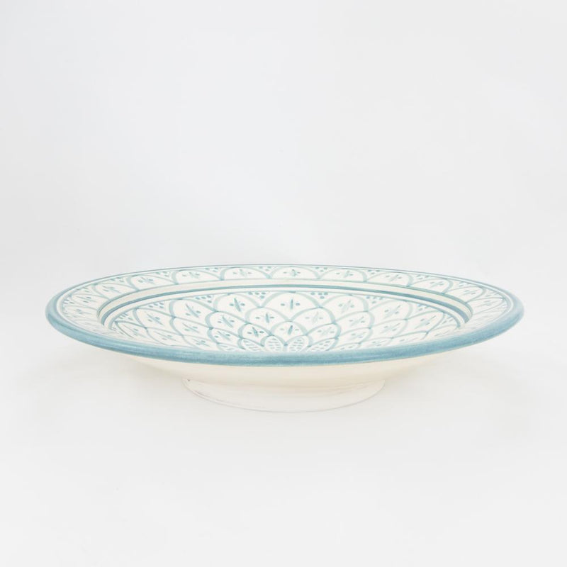 Keramik Servierteller – Casa Eurabia, türkis, weiß, Ø 30 cm, H 8 cm, marokkanische Keramik, Design