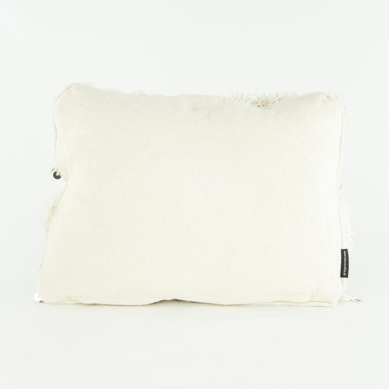 Boho Kissen – Casa Eurabia, weiß, beige, L 40 cm, B 30 cm, H 10 cm, Wolle, Baumwolle, Rohbaumwolle, Marokko, Design