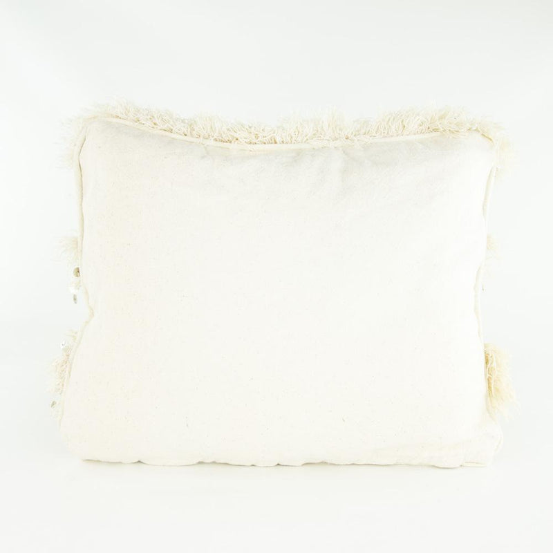 Boho Kissen – Casa Eurabia, weiß, beige, L 48 cm, B 38 cm, H 10 cm, Wolle, Baumwolle, Rohbaumwolle, Marokko, Design
