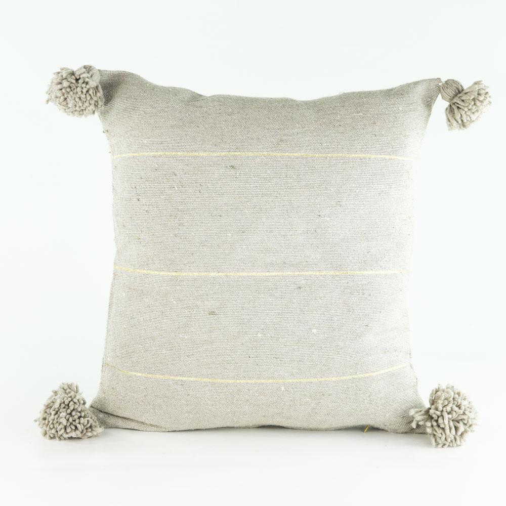 Boho Kissen – Casa Eurabia, grau, gold, L 46 cm, B 42 cm, H 10 cm, Baumwolle, Rohbaumwolle, Marokko, Design