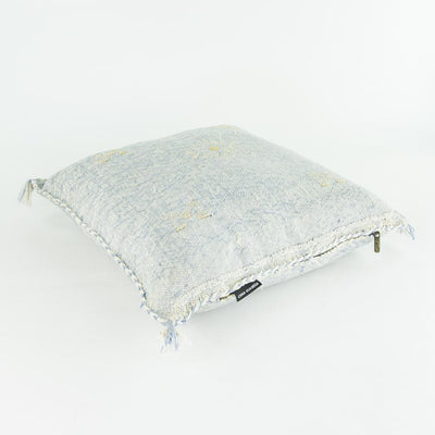 Kaktusseide Kissen – Casa Eurabia, blau, weiß, gelb, L 40 cm, B 40 cm, H 10 cm, Kaktusseide, Marokko, Design