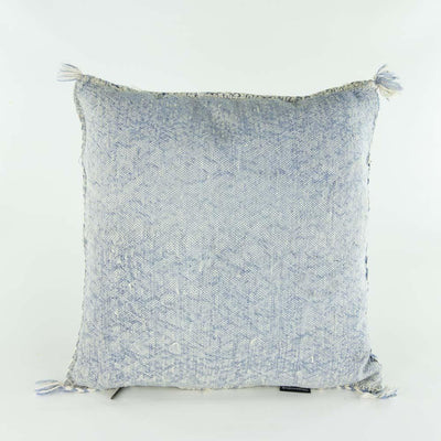Kaktusseide Kissen – Casa Eurabia, blau, weiß, gelb, L 40 cm, B 40 cm, H 10 cm, Kaktusseide, Marokko, Design