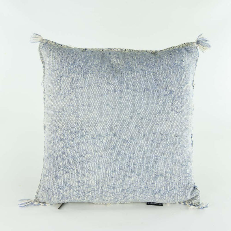 Kaktusseide Kissen – Casa Eurabia, blau, weiß, gelb, L 40 cm, B 40 cm, H 10 cm, Kaktusseide, Marokko, Design