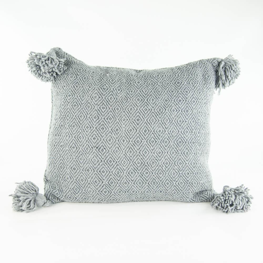 Boho Kissen – Casa Eurabia, grau, schwarz, L 46 cm, B 42 cm, H 10 cm, Baumwolle, Rohbaumwolle, Marokko, Design