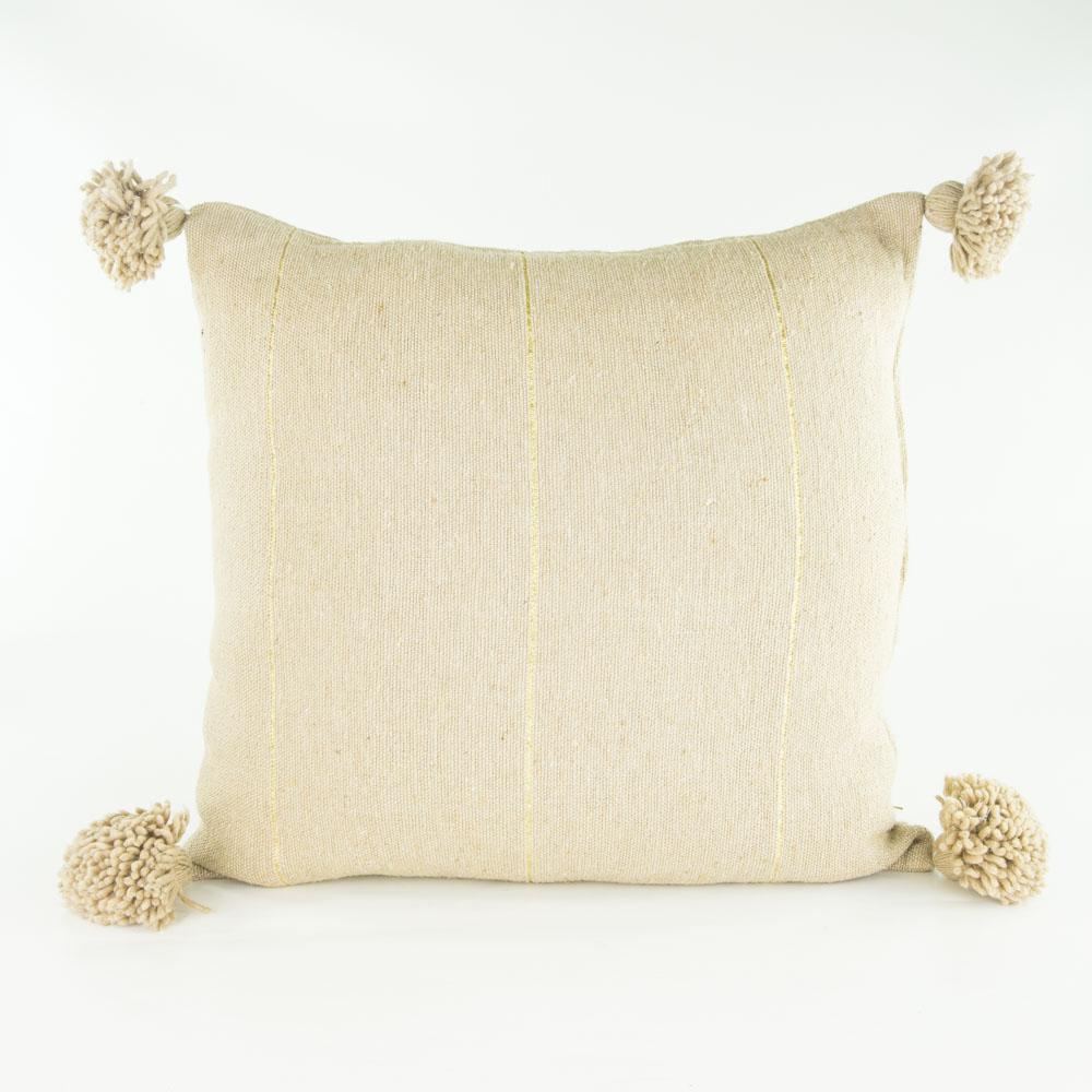 Boho Kissen – Casa Eurabia, sand, gold, L 46 cm, B 46 cm, H 10 cm, Baumwolle, Rohbaumwolle, Marokko, Design