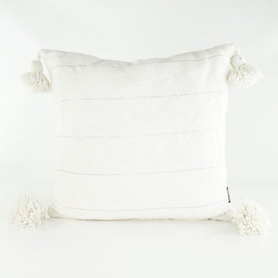 Boho Kissen – Casa Eurabia, weiß, silber, L 46 cm, B 46 cm, H 10 cm, Baumwolle, Rohbaumwolle, Marokko, Design