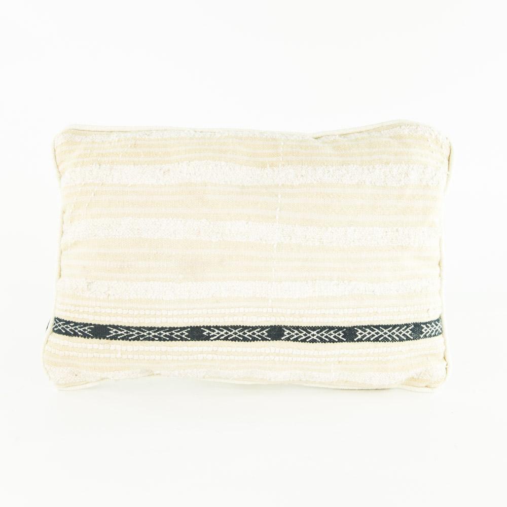 Boho Kissen – Casa Eurabia, weiß, beige, schwarz, L 40 cm, B 25 cm, H 8 cm, Wolle, Baumwolle, Rohbaumwolle, Marokko, Design