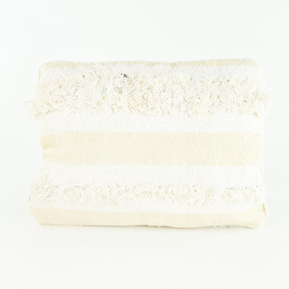 Boho Kissen – Casa Eurabia, weiß, beige , L 40 cm, B 30 cm, H 8 cm, Wolle, Baumwolle, Rohbaumwolle, Marokko, Design