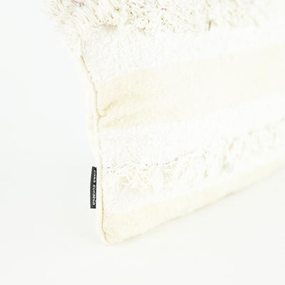 Boho Kissen – Casa Eurabia, weiß, beige , L 40 cm, B 30 cm, H 8 cm, Wolle, Baumwolle, Rohbaumwolle, Marokko, Design