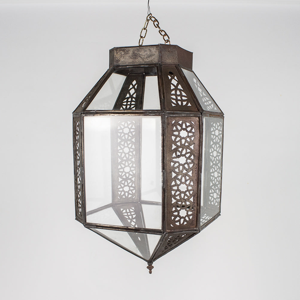 Metall, Klarglas Hängelampe – Casa Eurabia, braun, Marokko, Durchmesser: 20 cm