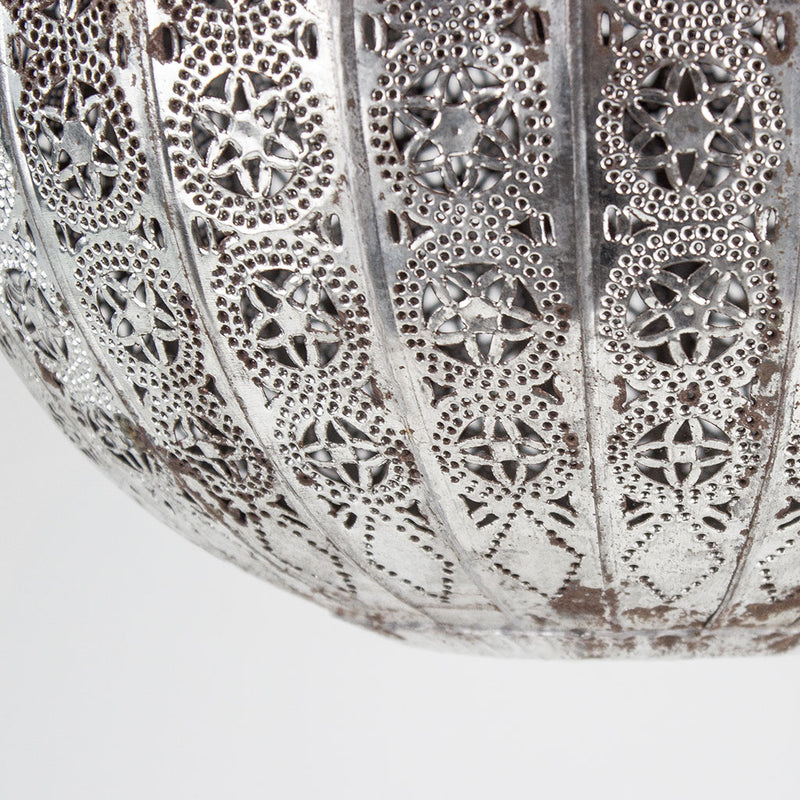 Metall Kugellampe – Casa Eurabia, silber, Marokko, Durchmesser: 35 cm