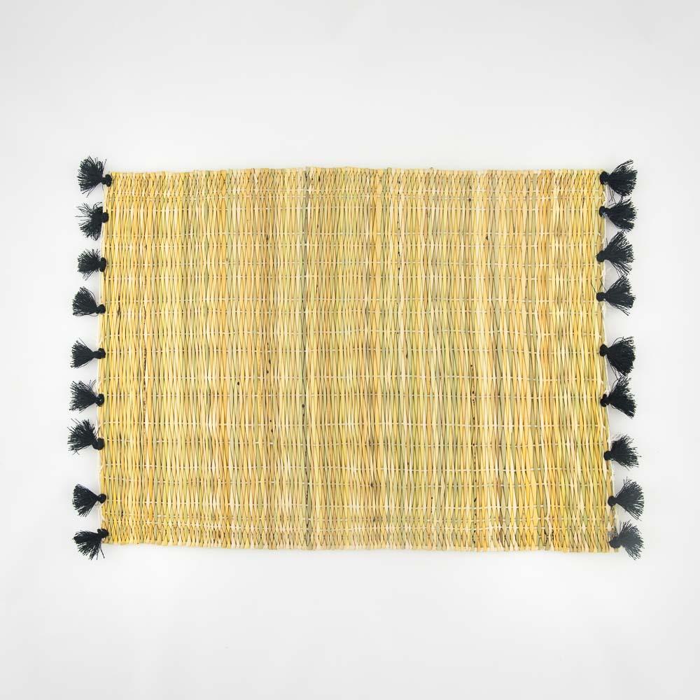 Tischset Reet (Schilfart), Baumwolle – Casa Eurabia, natur, schwarz, L 40 cm, B 30 cm, Marokko, Design