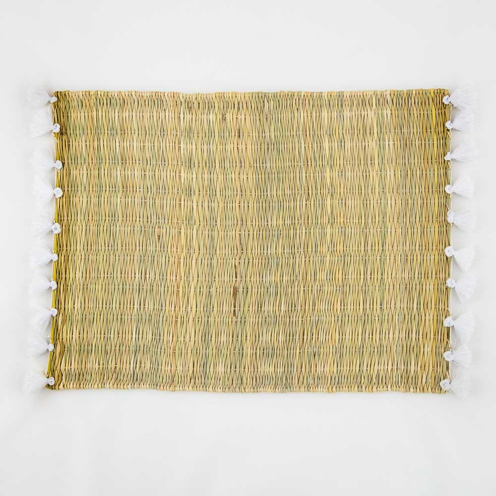 Tischset Reet (Schilfart), Baumwolle – Casa Eurabia, natur, weiß, L 40 cm, B 30 cm, Marokko, Design