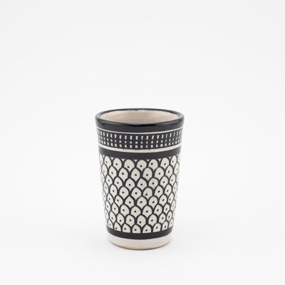 Keramik Becher – Casa Eurabia, schwarz-weiß, Marokko, Durchmesser: 7 cm