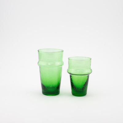 Trinkglas  – Casa Eurabia, grün, Marokko, mundgeblasen, recyceltes glas, Durchmesser: 6 cm