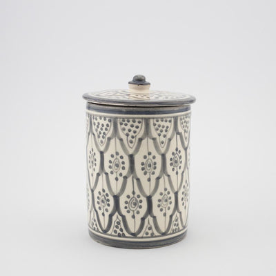 Keramik Dose – Casa Eurabia, grau-weiß, Marokko, Durchmesser: 11 cm