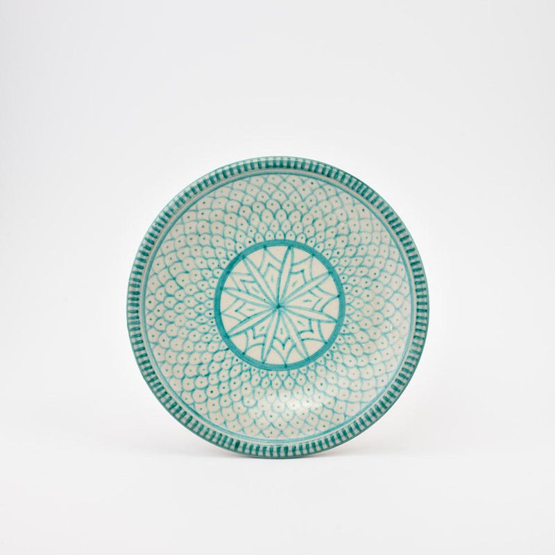 Keramik Teller – Casa Eurabia, türkis-weiß, Marokko, Durchmesser: 22 cm