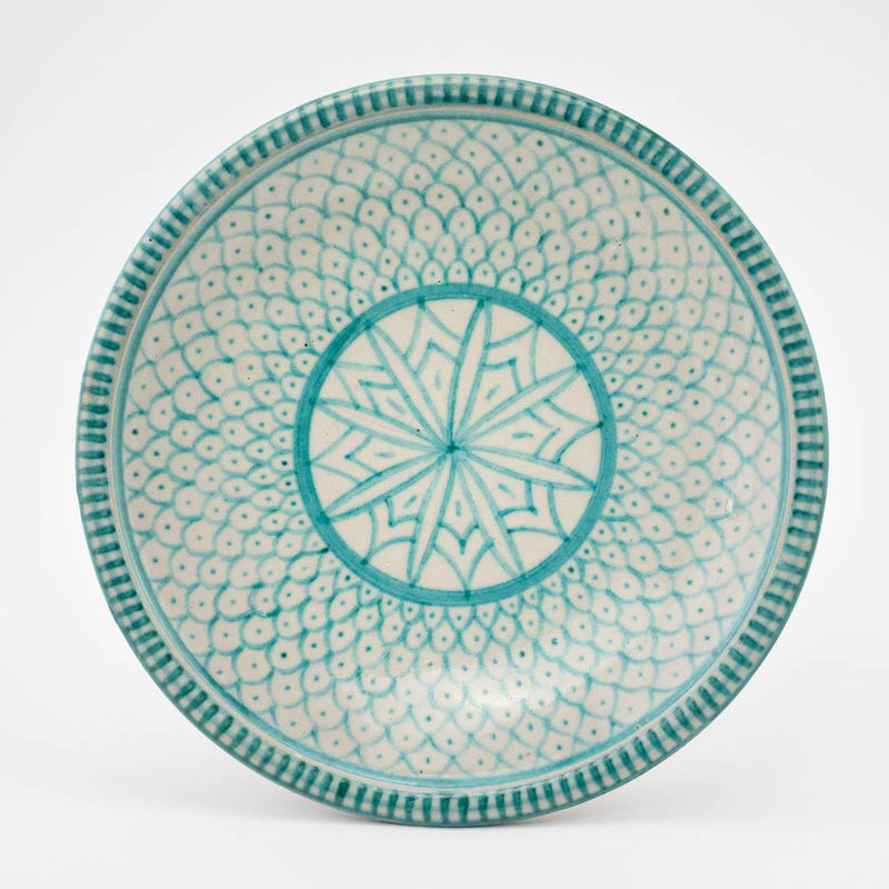 Keramik Teller – Casa Eurabia, türkis-weiß, Marokko, Durchmesser: 26 cm