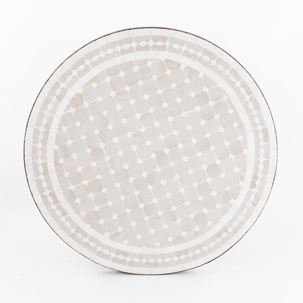 Mosaiktisch – Casa Eurabia, weiß, beige, Ø 80 cm, H 75 cm, Marokko, design