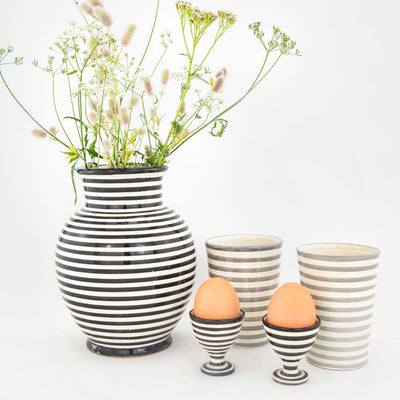 Keramik Vase – Casa Eurabia, schwarz, weiß, Ø 14 cm, H 20 cm, marokkanische Keramik, Design