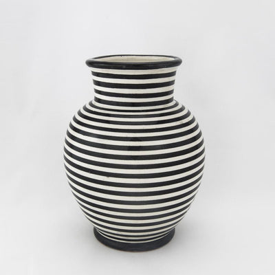 Keramik Vase – Casa Eurabia, schwarz, weiß, Ø 14 cm, H 20 cm, marokkanische Keramik, Design