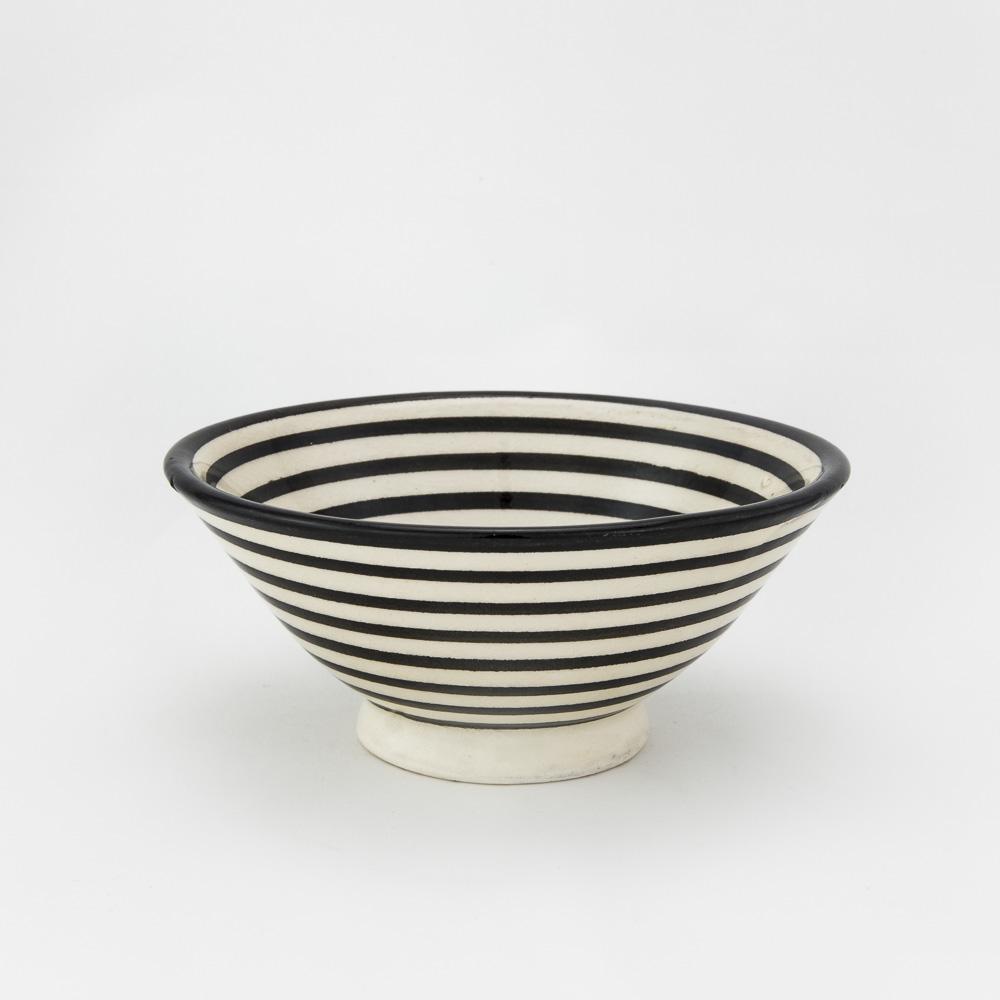 Keramik Müslischale – Casa Eurabia, schwarz, weiß, Ø 15 cm, H 6 cm, marokkanische Keramik, Design