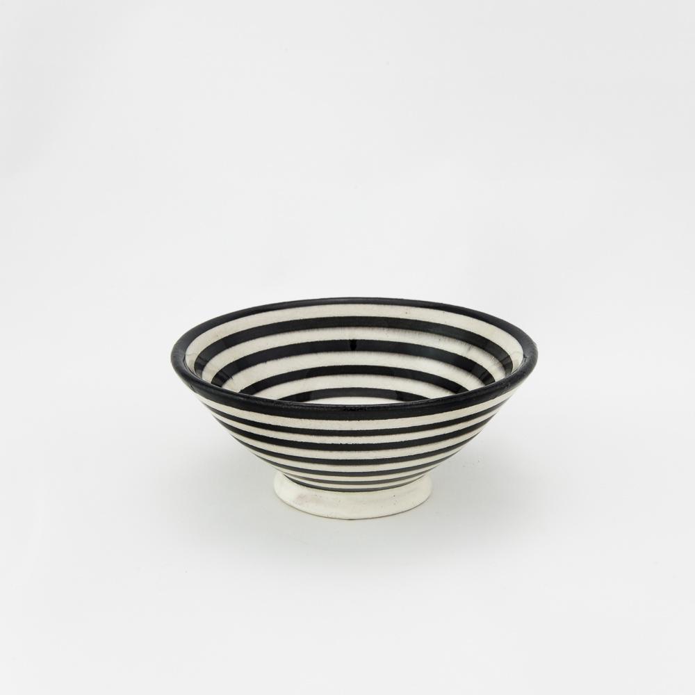 Keramik Dipschälchen – Casa Eurabia, schwarz, weiß, Ø 10 cm, H 4,5 cm, marokkanische Keramik, Design