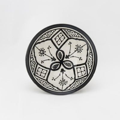 Keramik Müslischale – Casa Eurabia, schwarz, weiß, Ø 13 cm, H 6 cm, marokkanische Keramik, Design