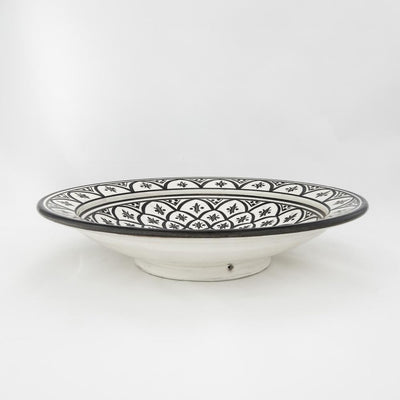 Keramik Servierteller – Casa Eurabia, schwarz, weiß, Ø 30 cm, H 6,5 cm, marokkanische Keramik, Design