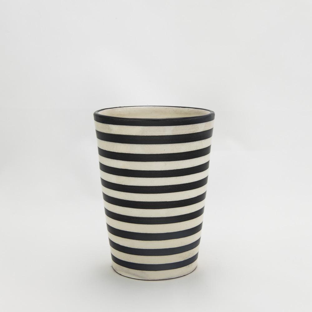 Keramik Becher – Casa Eurabia, schwarz, weiß, Ø 7 cm, H 10,5 cm, marokkanische Keramik, Design